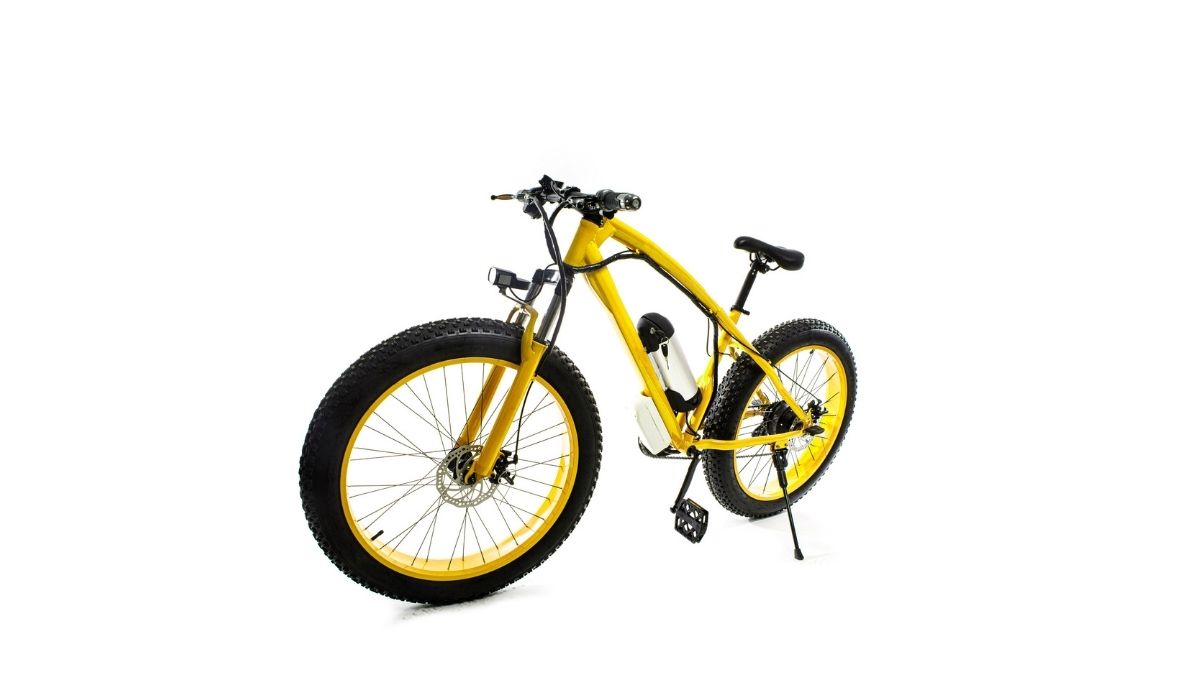 Black electric bike on white background