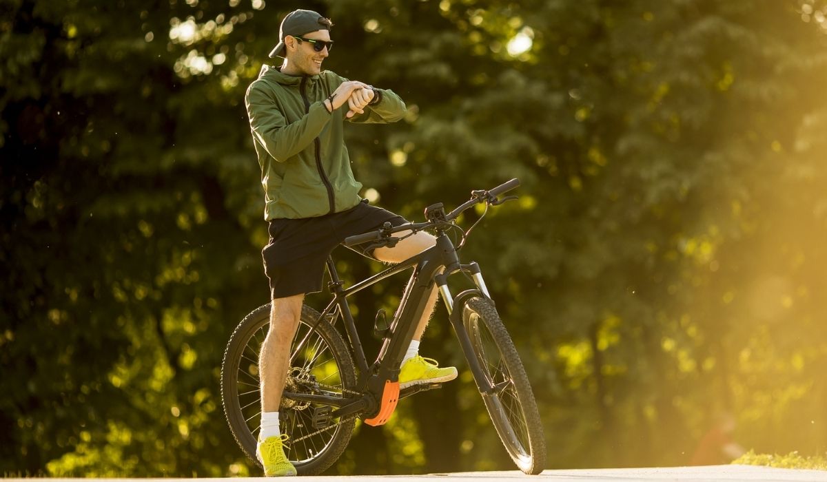 Young man with ebike