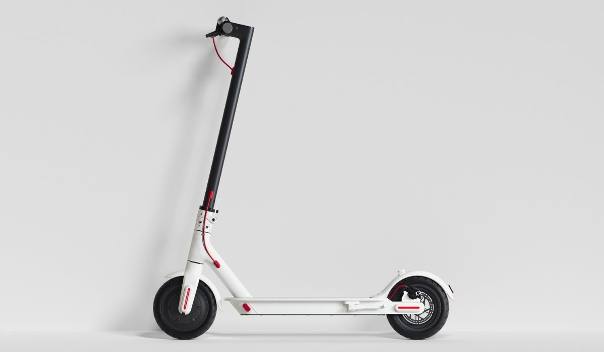 Electric scooter on white background