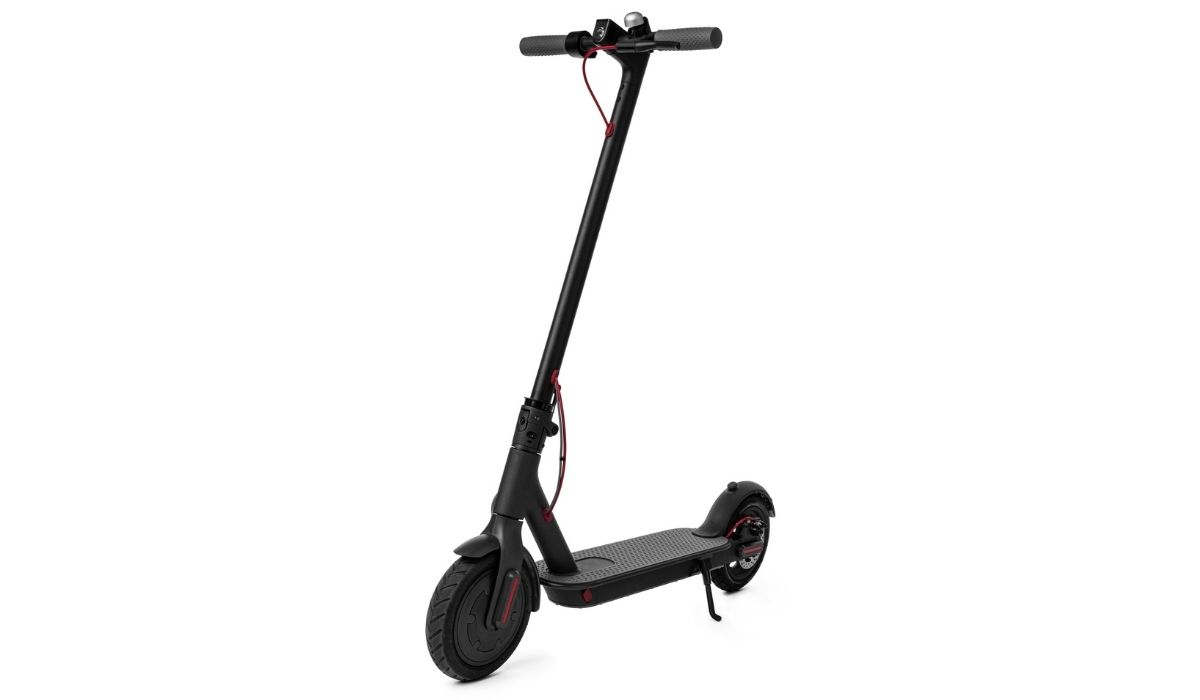 New black electric scooter isolated on white